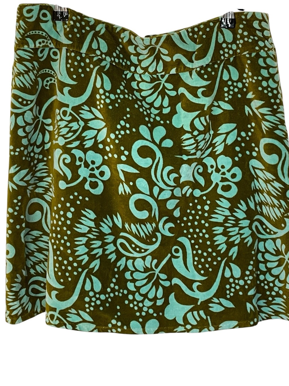 LulaKate Olive Green and Aqua Skirt